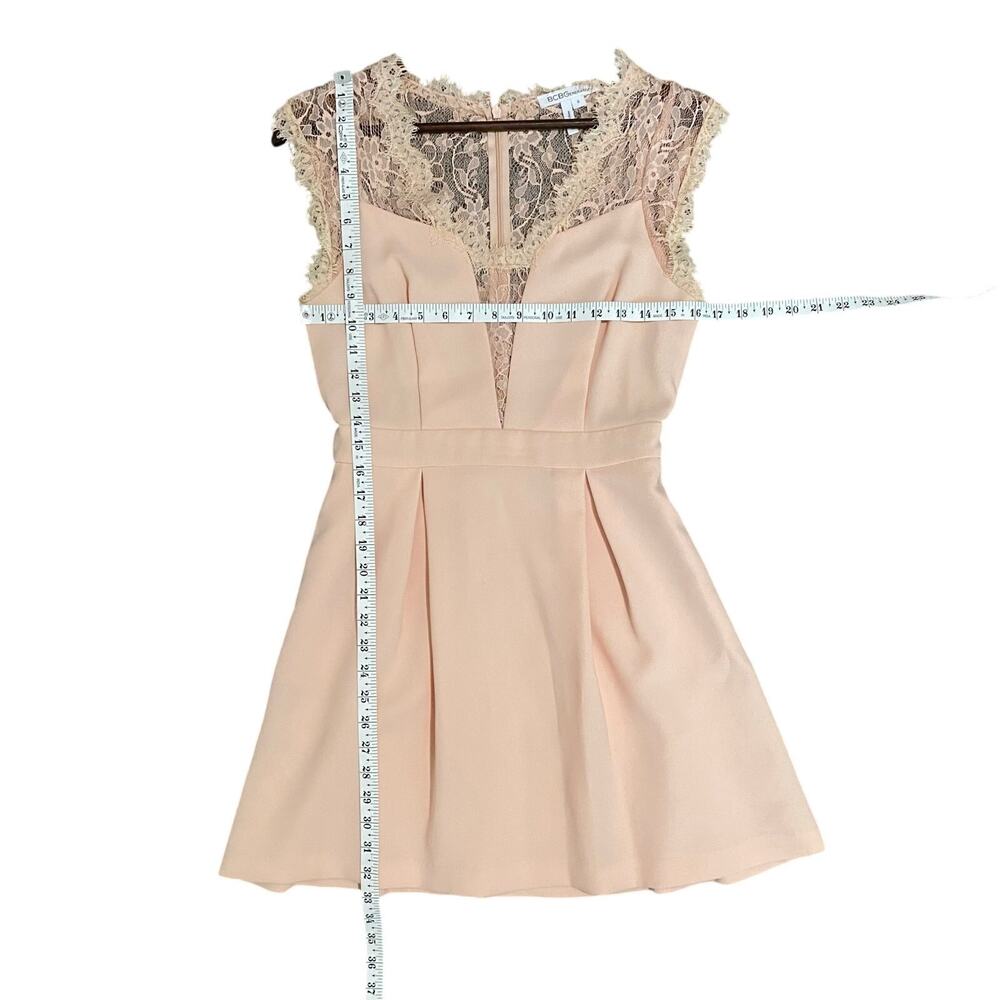 BCBGeneration Lace Fit Flare Dress Lace Pink Blush Mini Sleeveless Size 6 - Picture 5 of 10